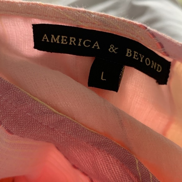 AMERICA & BEYOND NOAH STRIPE TUNIC DRESS Rainbow Stripe Cover UP size L shimmer - Picture 6 of 14